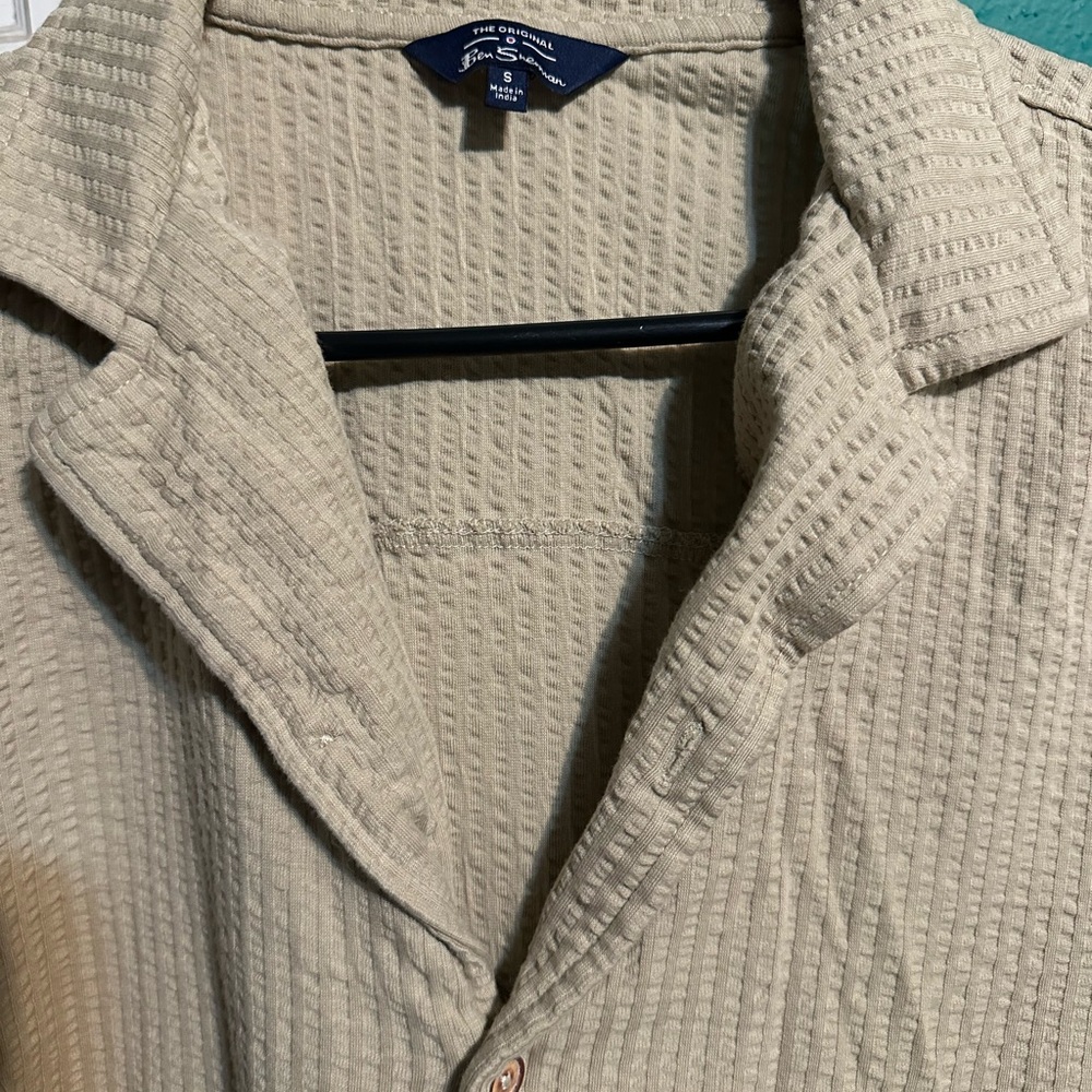 Men's Beige Seersucker Shirt